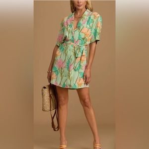 Lulus Tropical Light Green Floral Print Button-Up Shirt Dress